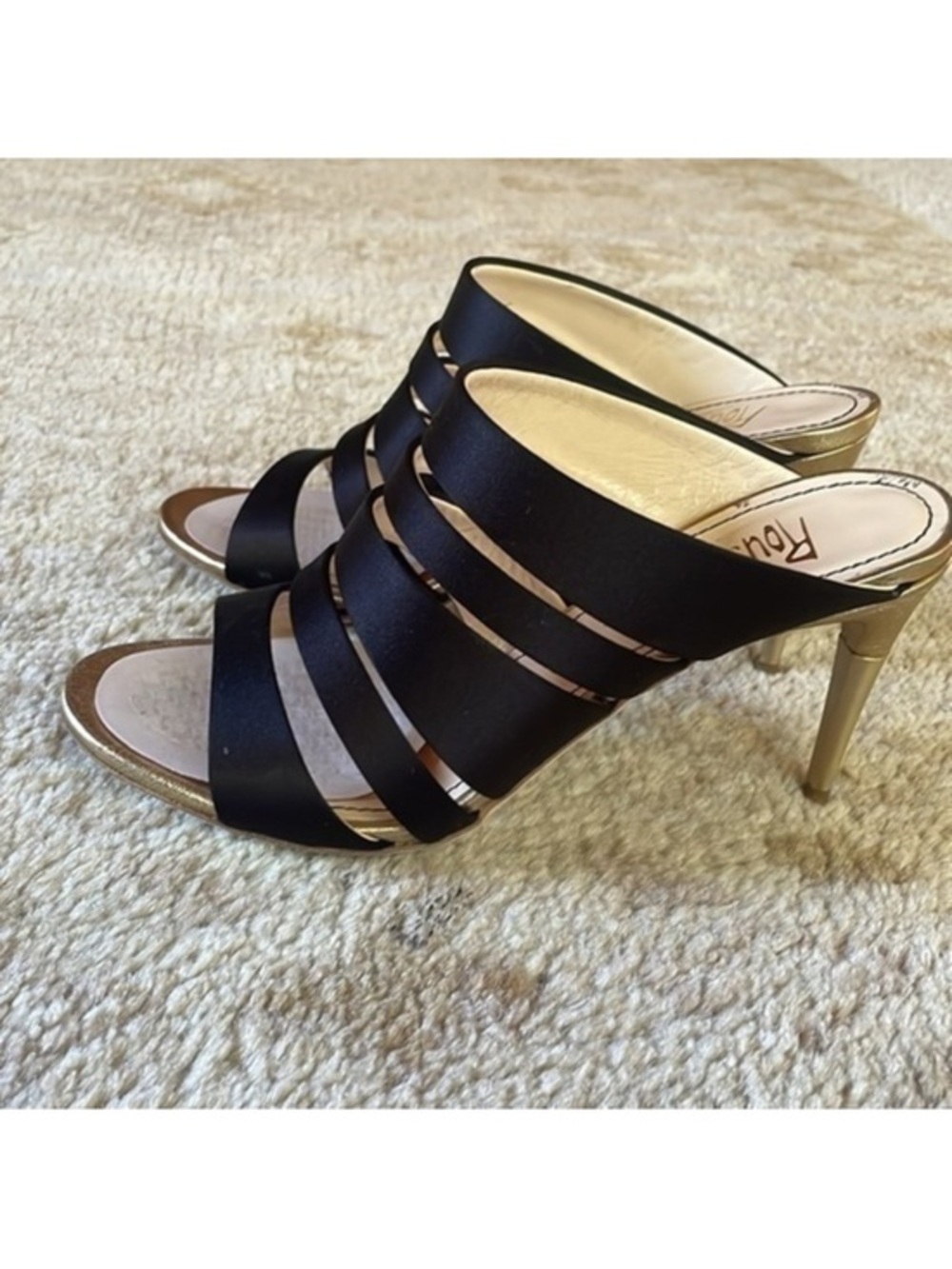 Jerome C Rousseau satin sandal gold heel 37.5